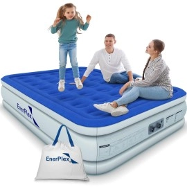 EnerPlex King Air Mattress with Built-in Pump - 18 Inch Double Height Inflatable Mattress for Camping, Home & Portable Travel - Durable Blow Up Bed with Dual Pump - Easy to Inflate/Quick Set Up