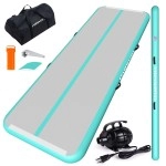 Championplus 10Ft 13Ft 16Ft 20Ft Tumble Track Tumbling Mat Inflatable Gymnastics Air Mat 4/8 Inches Thickness For Home Training Cheerleading Yoga With Electric Air Pump Mint Green 10'X3.3'X4''