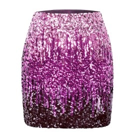 Maner Womens Sequin Skirt Sparkle Stretchy Bodycon Mini Skirts Night Out Party (Xsus 0-2, Periwinklefestival Fuchsiadark Purple)