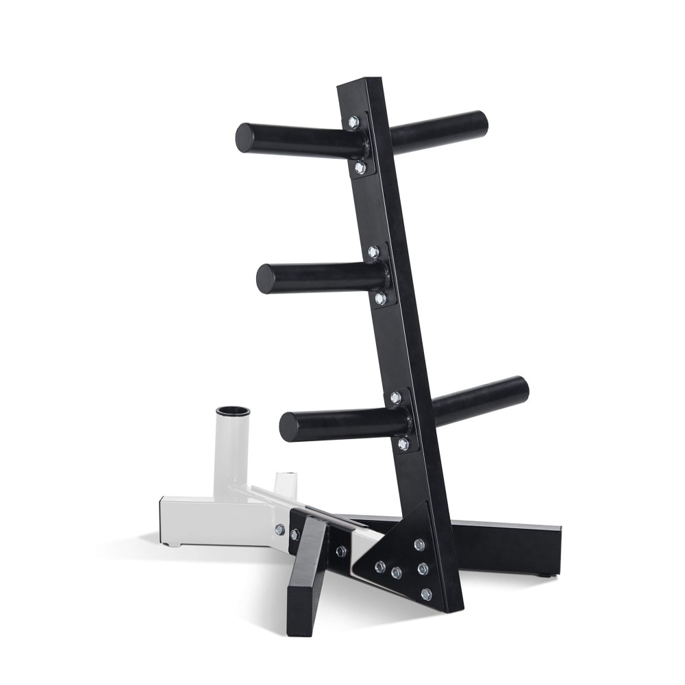 Cap Barbell Olympic Plate Tree Storage Rack For Weights And Bar, White