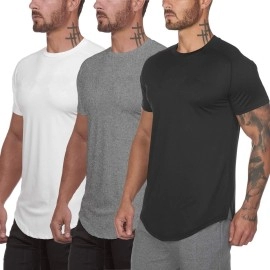 Muscle Killer 3 Pack Mens Gym Workout Bodybuilding Fitness Active Athletic T-Shirts Workout Casual Tee (Medium, Black+Gray+White)