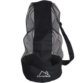 Campteck U7081 Drawstring Soccer Ball Bag Soccer Ball Net Bag With Shoulder Strap (12-15 Balls) - Black