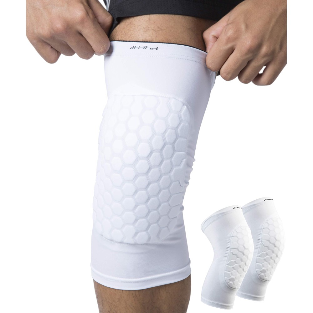 Hirui Knee Pads For Kids Youth Adult, Basketball Baseball Knee Brace Knee Support, Collision Avoidance Kneepad Compression Knee Sleeve For Volleyball Football Cycling Running-1Pair (White, Xl)