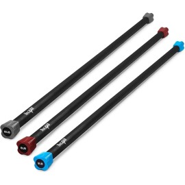 Yes4All Total Body Workout Weighted Pilates Bar, Body Bar For Exercise, Therapy, Aerobics, And Yoga, Strength Training, Set Of 5 + 8 +12Lbs