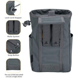 Excellent Elite Spanker Molle Dump Pouch Drawstring Magazine Utility Pouch Folding Dump Pouch Waist Bag(Grey)