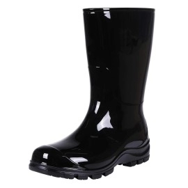 Asgard Womens Mid Calf Rain Boots Short Rubber Boots Waterproof Garden Shoes For Ladies Black 36