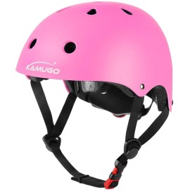 Kamugo Kids Adjustable Helmet, Suitable For Toddler Kids Ages 2-8 Boys Girls, Multi-Sport Safety Cycling Skating Scooter Helmet (Darkpink, Small)