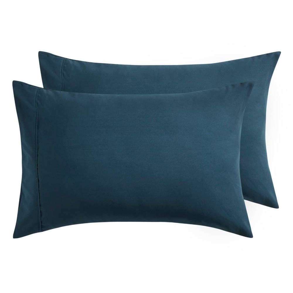 Bedsure Pillowcases Standard Size Set Of 2 - Navy Standard Pillow Cases 2 Pack 20 X 26 Inches, Brushed Microfiber, Pillow Case Covers With Envelop Closure