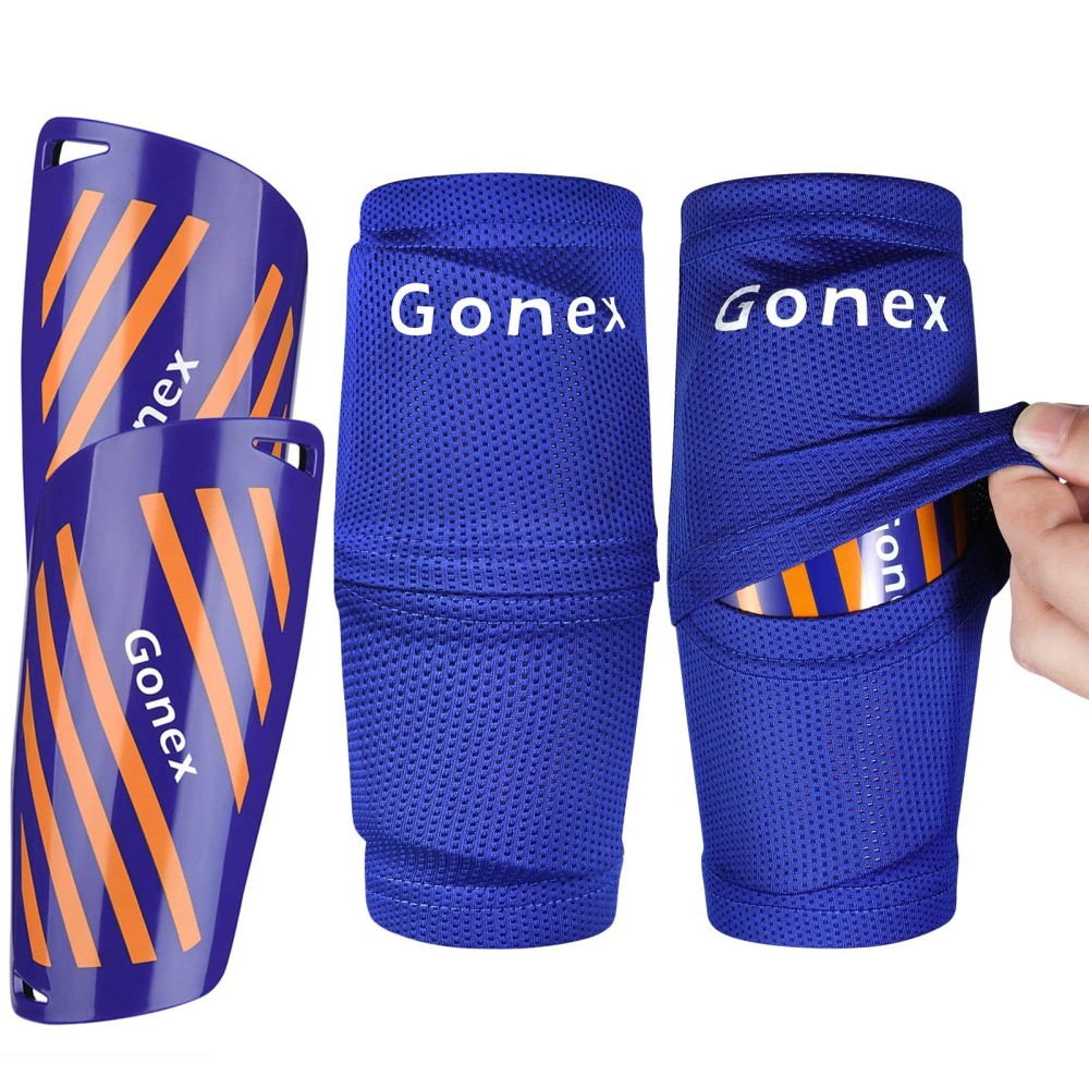 Gonex Soccer Shin Guards For Kids Adult, Youth Boys Girls Shin Guards Slip In Soccer Shin Pad Sleeves Canilleras For Football Games, Eva Cushion Protection Reduce Shocks Injuries