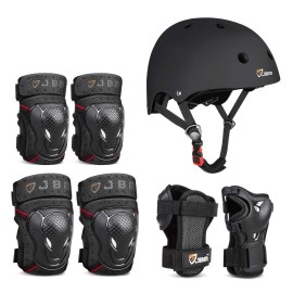 Jbm 4 Sizes Extra Pads Diamond Curved Series Full Protective Gear Set Multi Sport Helmet, Knee And Elbow Pads With Wrist Guards, For Biking, Bmx, Scooter, Skateboard, Inline Skating And Others