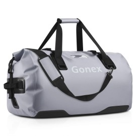 Gonex 80L Extra Large Waterproof Duffle Travel Dry Duffel Bag Heavy Duty Bag With Durable Straps & Handles For Kayaking Paddleboarding Boating Rafting Fishing Gray