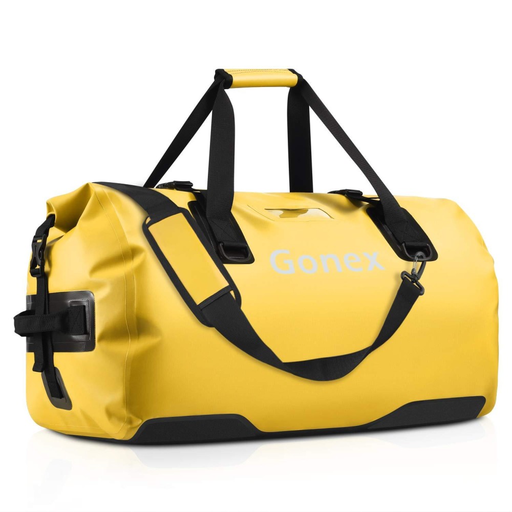 Gonex 80L Extra Large Waterproof Duffle Travel Dry Duffel Bag Heavy Duty Bag With Durable Straps & Handles For Kayaking Paddleboarding Boating Rafting Fishing Yellow