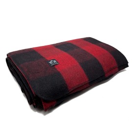 Arcturus Plaid Wool Blanket - 4.5Lbs, Warm, Heavy, Washable, Large Great For Camping, Outdoors, Survival & Emergency Kits (Red Buffalo)