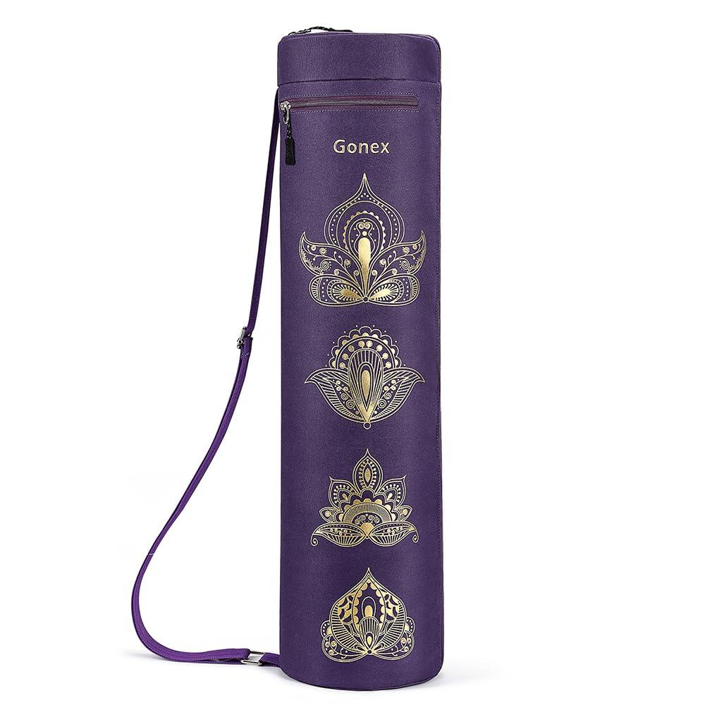 Gonex Yoga Mat Bag, Yoga Mat Carrier Full-Zip Exercise Yoga Mat Carry Bag For Women Men With 2 Multi-Functional Storage Cargo Pockets Extra Wide Adjustable Shoulder Strap, Paisley Purple