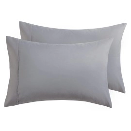 Bedsure Queen Pillowcases Set Of 2 - Silver Grey Pillow Cases Queen Size 2 Pack 20 X 30 Inches, Brushed Microfiber, Pillow Case Covers With Envelop Closure