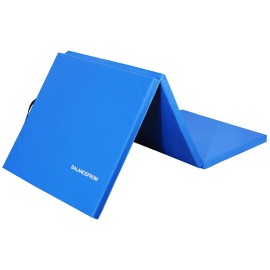 Balancefrom 15 Thick Three Fold Folding Exercise Mat With Carrying Handles For Mma, Gymnastics And Home Gym Blue
