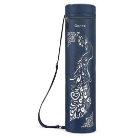 Gonex Yoga Mat Bag, Yoga Mat Carrier Full-Zip Exercise Yoga Mat Carry Bag For Women Men With 2 Multi-Functional Storage Cargo Pockets Extra Wide Adjustable Shoulder Strap, Peacock Dark Blue
