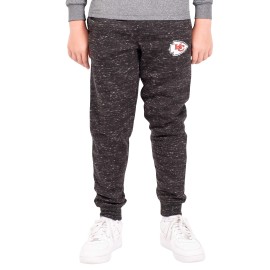 Ultra Game Nfl Kansas City Chiefs Boys Extra Soft Black Snow Fleece Jogger Sweatpants, Black Snow, 18/20