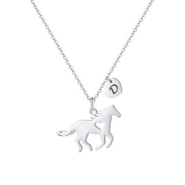Monooc Horse Jewelry For Women, Girls Horse Necklace Dainty Heart Initial Necklace For Daughter, Stainless Steel Horse Pendant D Letter Necklace Horse Gifts For Teen Girls Horse Lovers