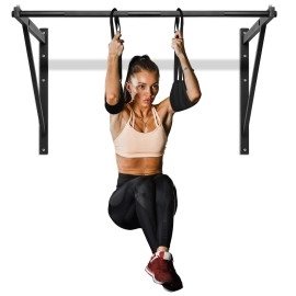 Yes4All Heavy Duty Wall Mounted Pull Up Bar/Chin-Up Bar With Additional Ab Straps - Support Up To 500Lbs
