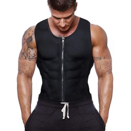 Gowhods Waist Trainer Sweat Vest For Men,Hot Neoprene Sauna Tank Top Vest With Zipper,Gym Workout Suit