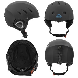 STOMP Ski & Snowboarding Snow Sports Helmet with Build-in Pocket in Ear Pads for Wireless Drop-in Headphone (Matte Black, Small)