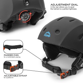 STOMP Ski & Snowboarding Snow Sports Helmet with Build-in Pocket in Ear Pads for Wireless Drop-in Headphone (Matte Black, Small)