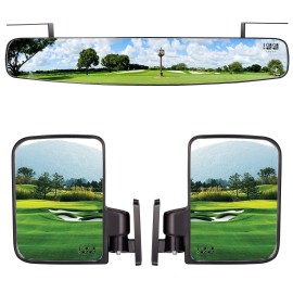 10L0L Newest Golf Cart Folding Side Mirrors And Rear View Mirror 16.5