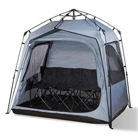 Fofana Pod All Weather Sports Tent - Largest Pop Up Weather Tent For Rain Wind Cold - Fits Family Of 4 - Bubble Tent Clear And Mesh Windows
