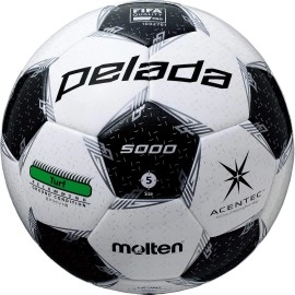 Molten F5L5000 Soccer Ball, No. 5, Junior High School Students, International Certified Ball, Certified Ball, For Pelada 5000 Lawn, White X Metallic Black (2020 Model)