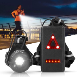 West Biking Night Running Lights, Usb Rechargeable Chest Light With 90 Adjustable Beam Angle, 500 Lumens Waterproof Ultra Bright Safetylamp With Reflective Straps For Runner