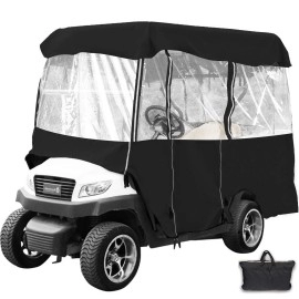 Happybuy Golf Cart Enclosure, 4-Person Golf Cart Cover, 4-Sided Fairway Deluxe, 300D Waterproof Driving Enclosure With Transparent Windows, Fit For Ezgo, Club Car, Yamaha Cart (Roof Up To 787L)