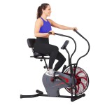 Body Rider BRF980, Upright Air Resistance Fan Bike with Curve-Crank Technology and Back Support, Color: Black, Gray, Red