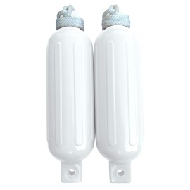Dock Edge Twin Eye, Dolphin Boat Fender, Ribbed, 55X20, White, 2-Pack