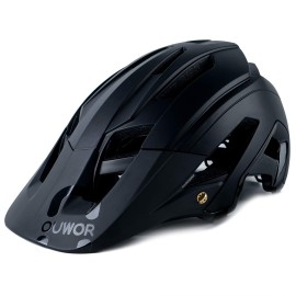 Road & Mountain Bike MTB Helmet for Adult Men Women Youth, with Removable Visor and Adjustable Dial (Black)