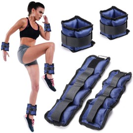 Bakaji Set Of 4 Weights For Wrists And Ankles Of 2 Kg + 1 Kg Exercise Gym Aerobics Fitness Muscle Enhancement Neoprene With Tear Closure And Adjustable Buckle (Blue)