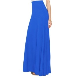 Ll Wdr1434 Womens Solid Maxi Skirt With Elastic Waist Band S Royal_Brite