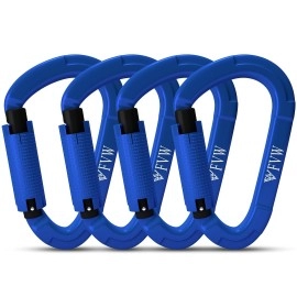 Fvw 4 Pack Heavy Duty Climbing Carabiners, 25Kn Auto Locking Rock Climbing Carabiners Clips For Hammocks, Swing, Locking Dog Leash And Harness, Camping, Hiking & Utility, D-Shaped, (Blue)