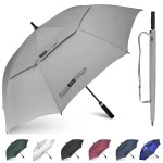 Gonex 62 Inch Extra Large Golf Umbrella, Automatic Open Travel Rain Umbrella With Windproof Water Resistant Double Canopy, Oversize Vented Umbrellas For 2-3 Men And Uv Protection, Grey