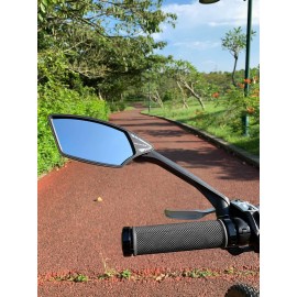 MEACHOW New Scratch Resistant Glass Lens,Handlebar Bike Mirror, Rotatable Safe Rearview Mirror, Bicycle Mirror, (Blue Left Side) ME-006LB