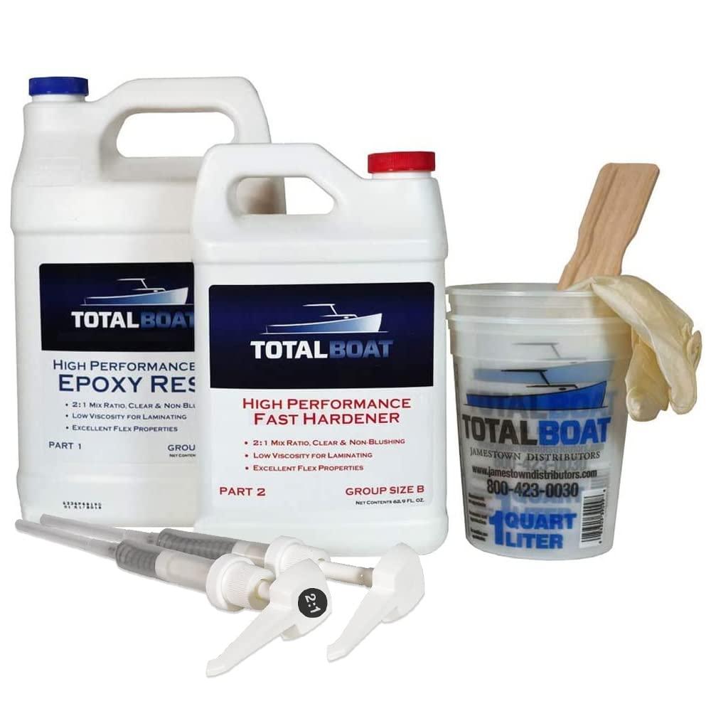 Totalboat High Performance Epoxy Kit, Crystal Clear Marine Grade Resin And Hardener For Woodworking, Fiberglass And Wood Boat Building And Repair (Gallon, Fast)