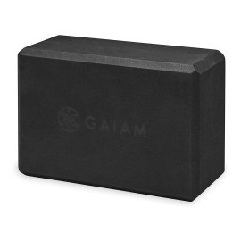 Gaiam Yoga Block - Supportive Latex-Free Eva Foam Soft Non-Slip Surface For Yoga, Pilates, Meditation (Black), 1 Ea