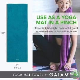 Gaiam Yoga Mat Towel Microfiber Mat-Sized Yoga Towel for Hot Yoga (68