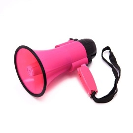 Portable Megaphone Bullhorn With Siren,Cheering,Secure Bottle Opener And Adjustable Volume Control (Pink)