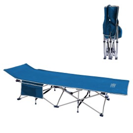 Osage River Folding Camping Cot With Pocket And Carry Bag Blue