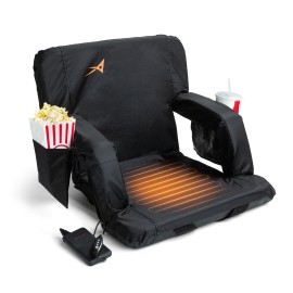 Heated Stadium Seats For Bleachers With Back Support - Usb Battery Included - Upgraded 3 Levels Of Heat - Foldable Chair - Cushioned, 4 Pockets For Snacks, Cup Holder - For Camping, Games & Sports