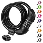 Titanker Bike Cable Lock, Bike Locks Cable 4 Feet Coiled Secure Resettable Combination Bike Lock With Mounting Bracket 1/2 Inch