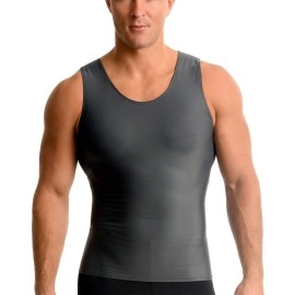 Insta Slim Mens Slimming Compression Muscle Tank Top Body Shaper Abdomen Control Undershirt (Gunmetal-3Xl)