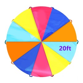 Spinfox 6Ft Play Parachute With 8 Handles Multicolored Parachute For Kids, Kids Play Parachute For Indoor Outdoor Games Exercise Toy