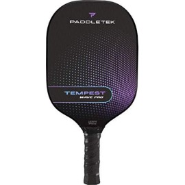 Paddletek Tempest Wave Pro Pickleball Paddle, High-Accuracy Thin Grip Carbon Fiber Pickleball Paddle With High Tech Polymer Honeycomb Core, Premier Manufacturers Of Pickleball Paddles (Purple)